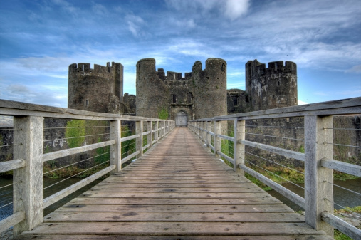 Caerphilly Castle and moat