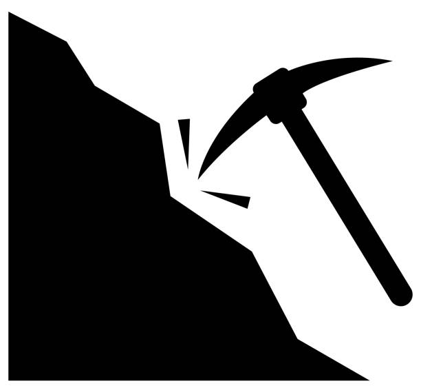 vector illustration of a pickaxe and a mountain on a transparent background vector illustration of a pickaxe and a mountain on a transparent background pick axe stock illustrations