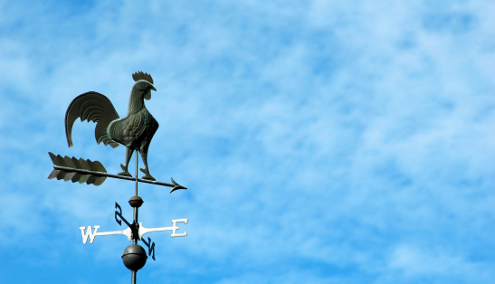 Weather Vane against Blue Sky with Copy Space