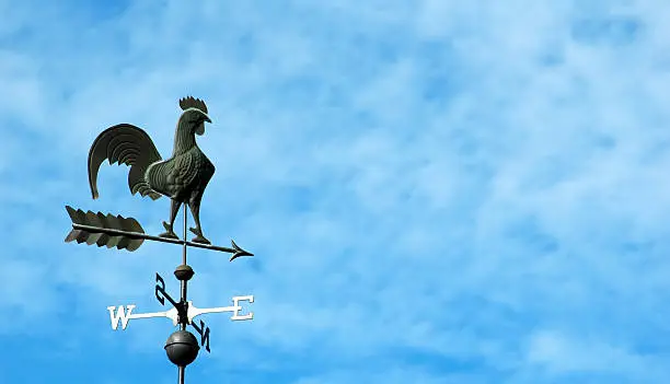 Weather Vane against Blue Sky with Copy Space