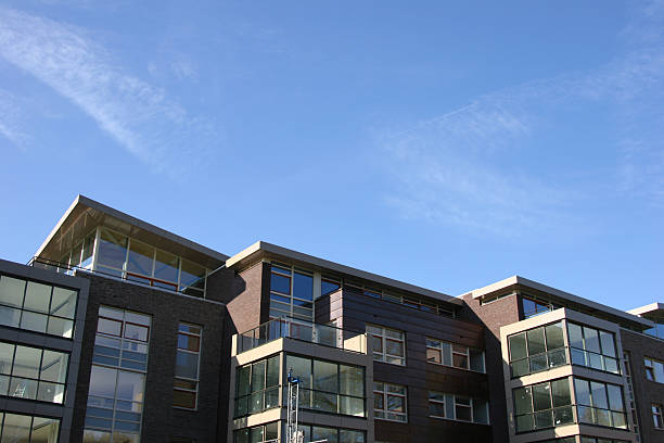 apartment building Brand new apartment building undergoing final touch before completion. turnkey project stock pictures, royalty-free photos & images