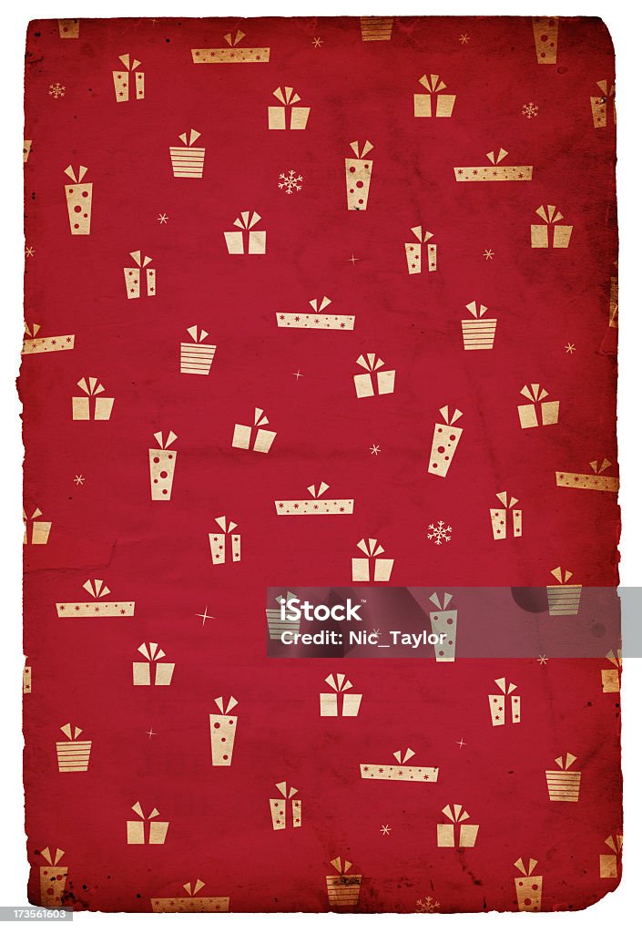 Retro Christmas Background XXXL Image of an old, grungy piece of XXL paper with a red wrapping-paper looking pattern of presets/gifts and snowflakes. Great background file/design element. See more quality images like this in my Christmas Lightbox.  Abstract Stock Photo