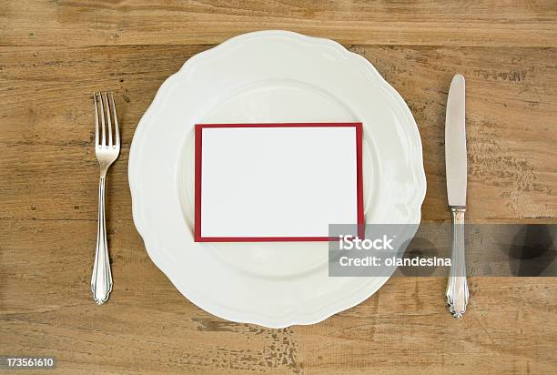 Plate With Blank Message Card Stock Photo - Download Image Now - Backgrounds, Blank, Concepts