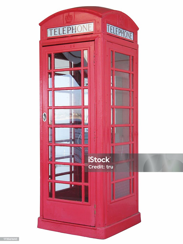 British vermelha cabine telefônica-isolado - Foto de stock de Cabine de telefone público - Telefone público royalty-free