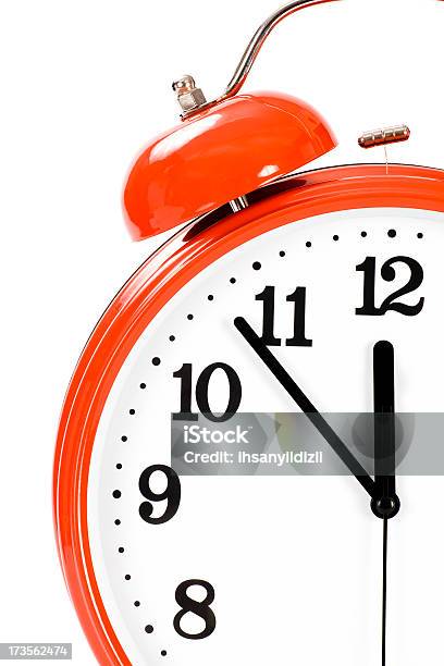 Red Clock Stock Photo - Download Image Now - 12 O'Clock, Alarm Clock, Black Color