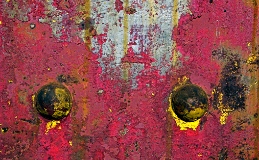 Close up of peeled paint on iron