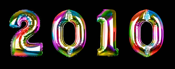 New Year 2010 balloons (+clipping paths, XXL) Very high resolution photograph of helium balloon numbers. Supplied with individual clipping path for each number. 10 balloon stock pictures, royalty-free photos & images