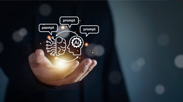 istock Businessman use software technology AI for business, smart robot automation system, chat bot intelligence assistance data analysis, AI chat and command prompt for generate something. AI secretary. 1735641055