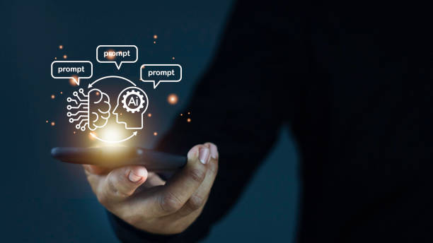 istock Businessman use software technology AI for business, smart robot automation system, chat bot intelligence assistance data analysis, AI chat and command prompt for generate something. AI secretary. 1735641057