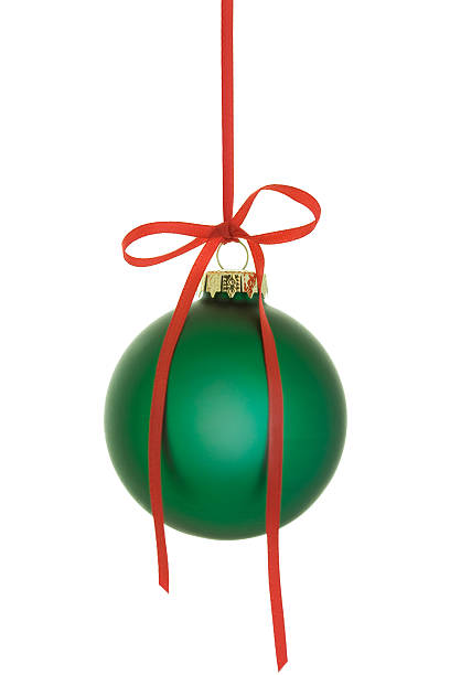 istock Green Christmas Ornament with Red Bow 173564201