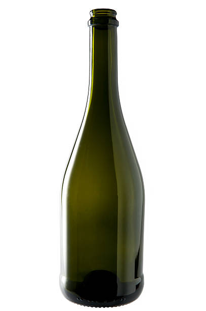 Empty dark green glass bottle
