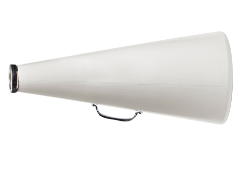 A white megaphone isolated on a white background.