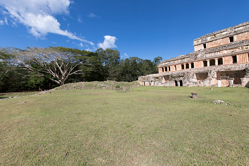 Uxmal, Mexico - December 28, 2022: view of ancient mayan site of Uxmal