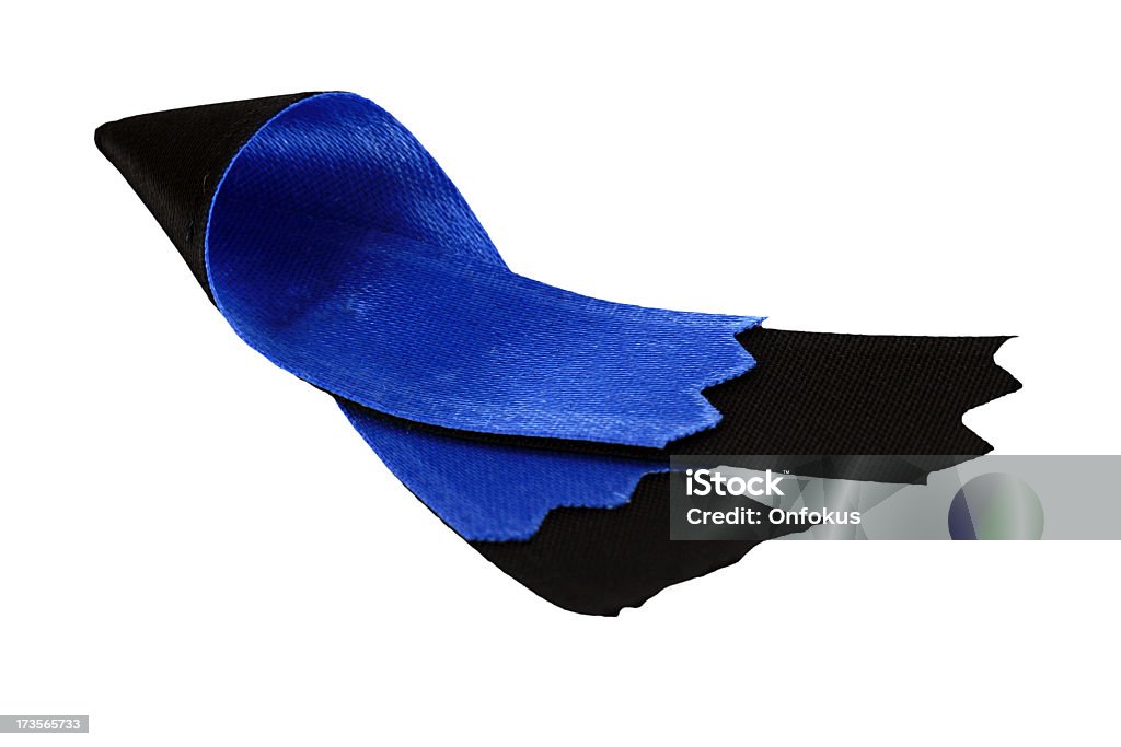 Polícia fita isolada no fundo branco - Foto de stock de Azul royalty-free