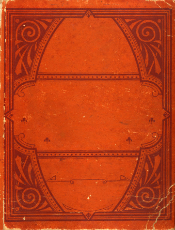 leathery worn surface and ornate decoration on this 1800's book cover