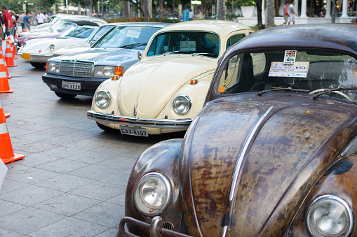 Salvador, Bahia, Brazil - November 1, 2014: Dozens of cars are seen on display in the city of Salvador, Bahia.