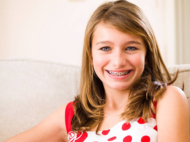 Happy Teen Girl with Braces stock photo