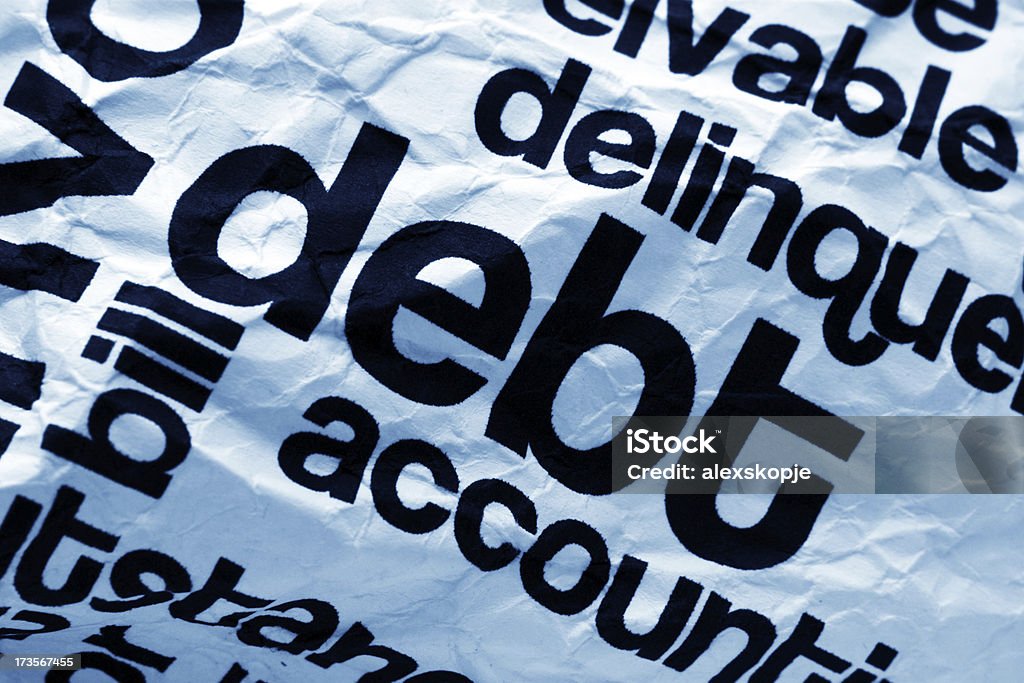 Testo su carta di debito - Foto stock royalty-free di Affari