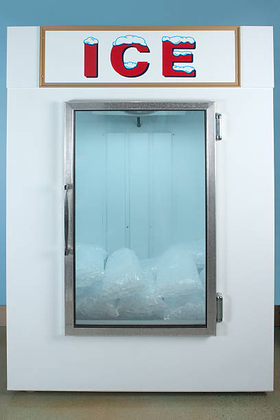 Ice Freezer Ice freezer in retail store. ice machines stock pictures, royalty-free photos & images