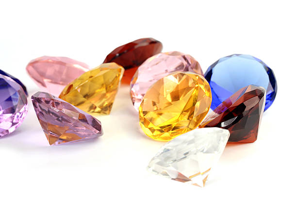 Multi-coloured crystals stock photo
