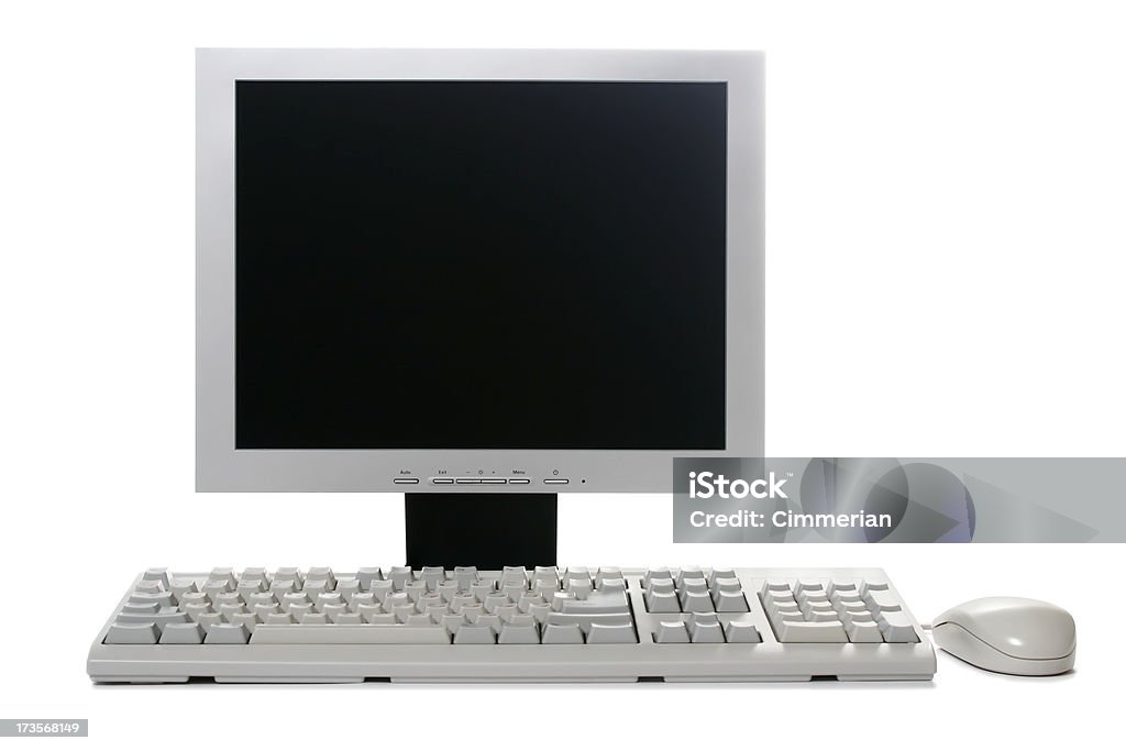 Komputer z pustego ekranu - Zbiór zdjęć royalty-free (Białe tło)