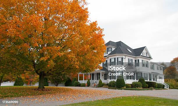 House And Autumn Trees Stock Photo - Download Image Now - Autumn, Outdoors, Massachusetts