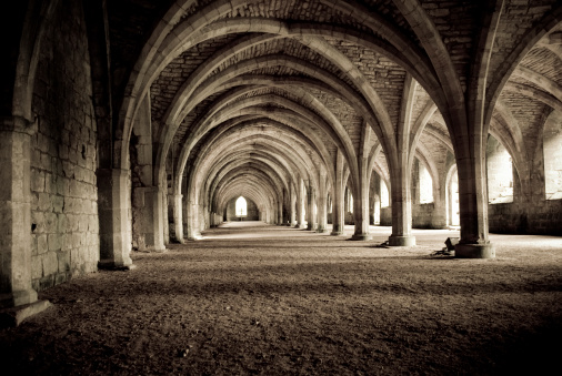 Toned image of the vaults of an old medieval abbey.Similar Images: