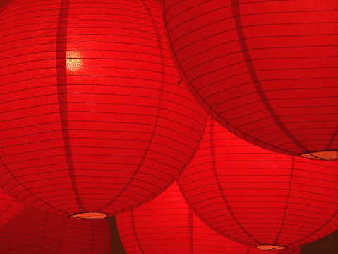 Asian hanging paper lanterns.