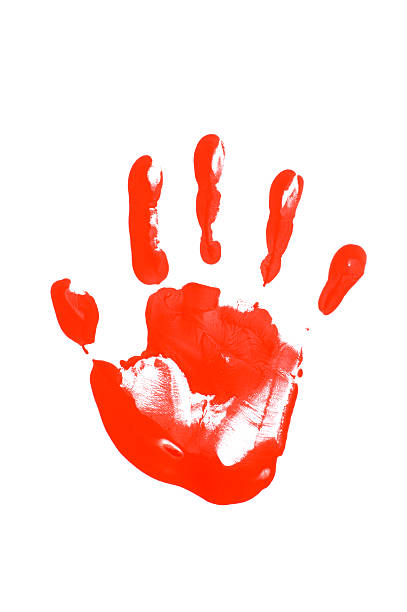 Cute palm of a toddler scribbled and smeared with a pen