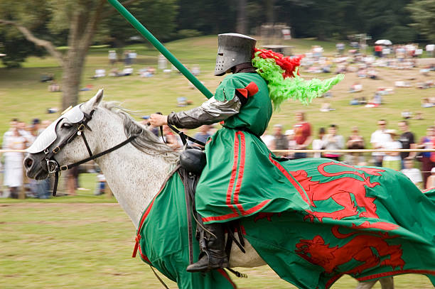 istock Man on a horse ready for a jousting contest 173569701