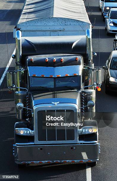 Semi Truck Stock Photo - Download Image Now - Black Color, Semi-Truck, Front View