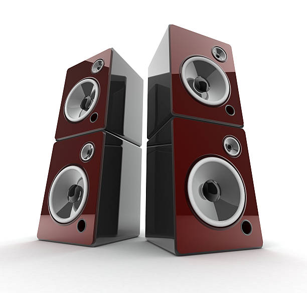 istock Two large speakers on a white background 173570172
