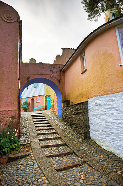 Portmeirion Archway "Morning light in Portmeirion village, North Wales.More Portmeirion:" portmeirion stock pictures, royalty-free photos & images