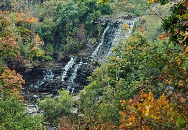 Albion Falls Cascading Waterfall in Hamilton, Ontario, Canada.