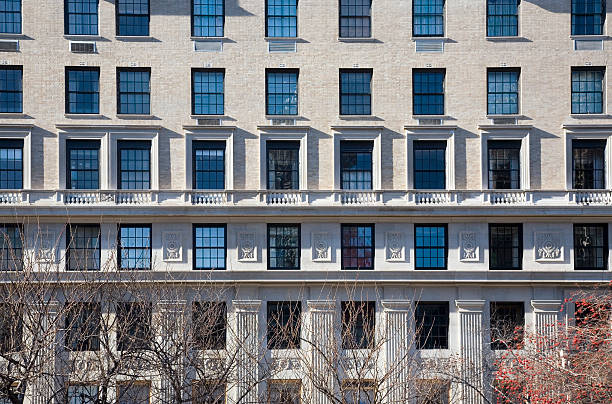 Windows Of Apartment Building In New York stock photo