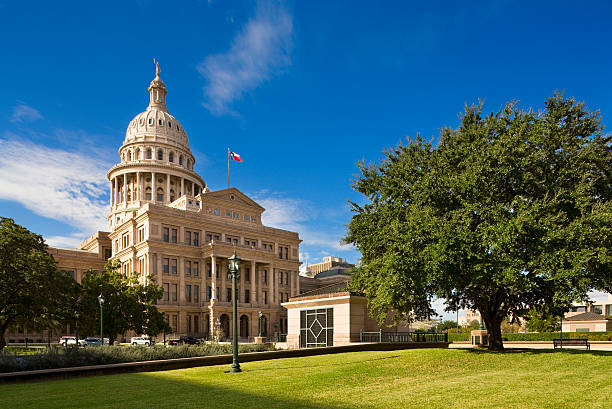 edificio del capitolio del estado de texas en austin - texas state flag texas dome austin texas fotografías e imágenes de stock