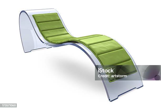 Glass Recliner Chair With Green Cushion Stock Photo - Download Image Now - Cut Out, Furniture, Modern