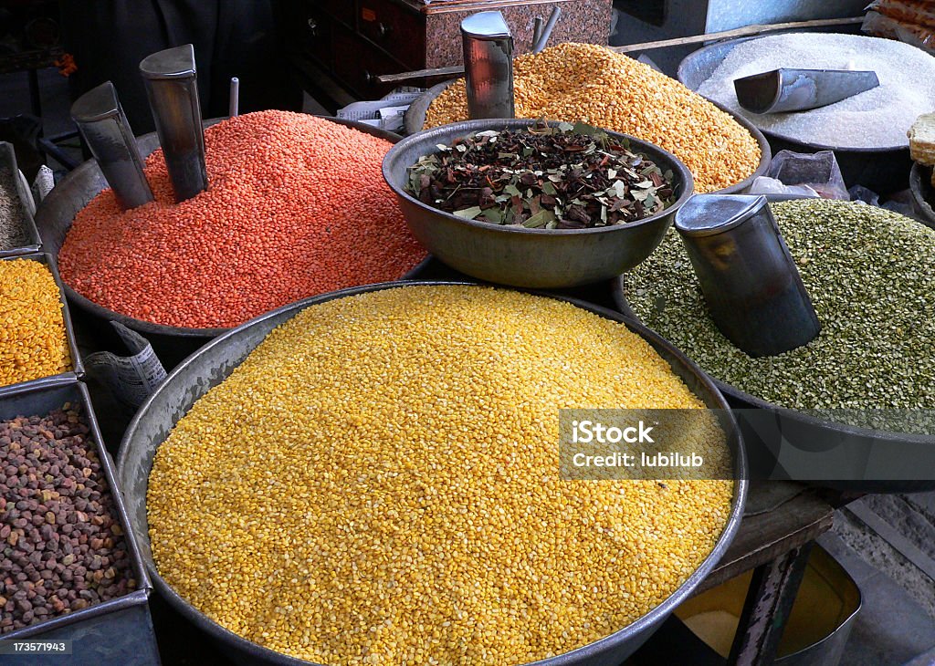 Bohnen und Getreide, Samen auf einem Markt in Indien - Lizenzfrei Asien Stock-Foto