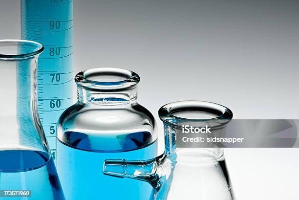 Glassware Collection Stock Photo - Download Image Now - Back Lit, Blue, Bottle