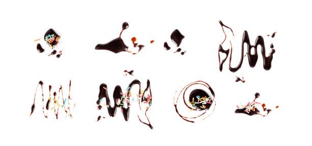 istock Chocolate Sauce Smear Isolated, Choco Sauce Drop, Cream Line, Melt Chocolate Drizzle 1735723190