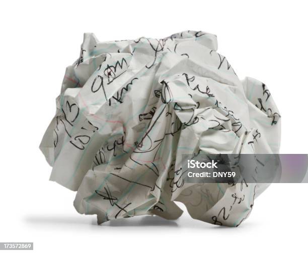 Foto de Wad De Papel e mais fotos de stock de Papel amarrotado - Papel amarrotado, Amarrotado, Cesta de lixo