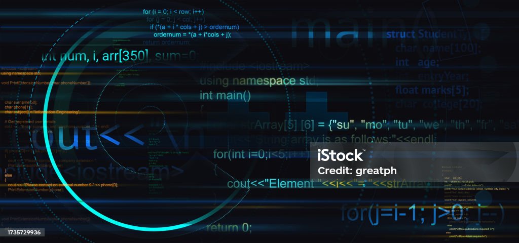 Dark Theme With Programming Language Script Syntax Elements Stock Photo ...