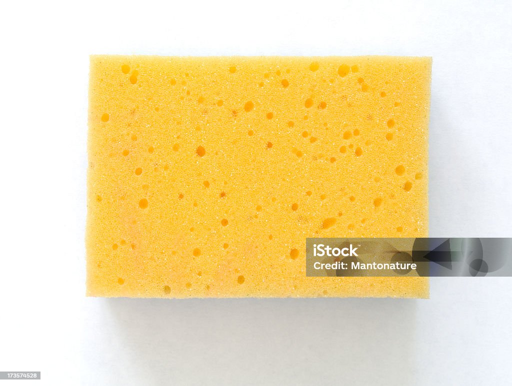 Gelbe Reinigung Schwamm auf Weiß - Lizenzfrei Waschschwamm Stock-Foto