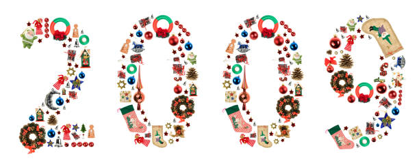 Number 2009 written with the Xmas alphabet
