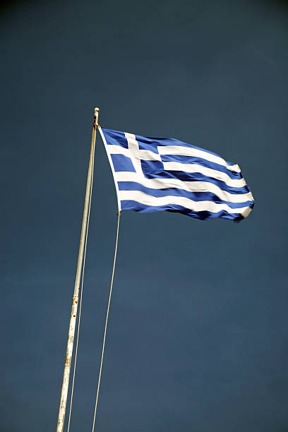 istock Flag Of Greece Waving On Flagpole 173576106
