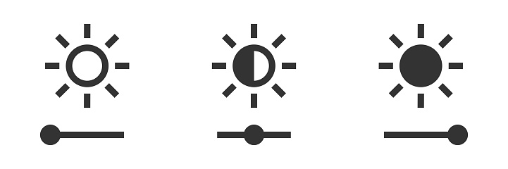 Brightness and contrast level adjustment icons. Vector illustration