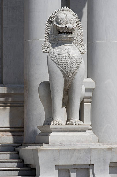 Guardian lion at the Marble Temple (Wat Benchamabophit), Bangkok.
