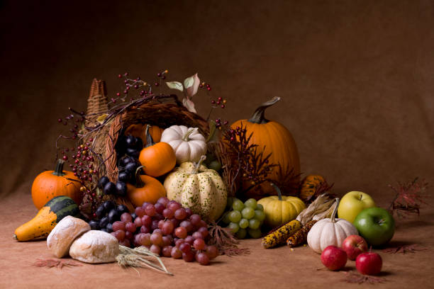 Cornucopia (XXL) Uncropped beautiful cornucopia filled with plenty for the holidays.NEW CHRISTMAS 2008: cornucopia stock pictures, royalty-free photos & images