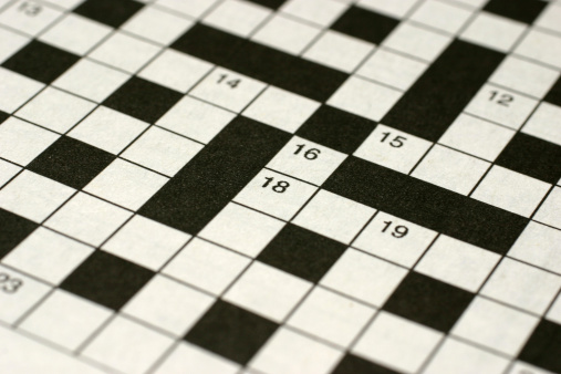 Closeup of crossword game.