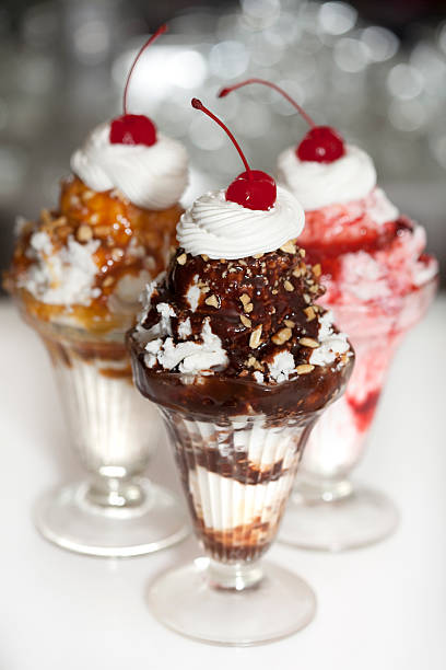 Ice cream sundaes stock photo